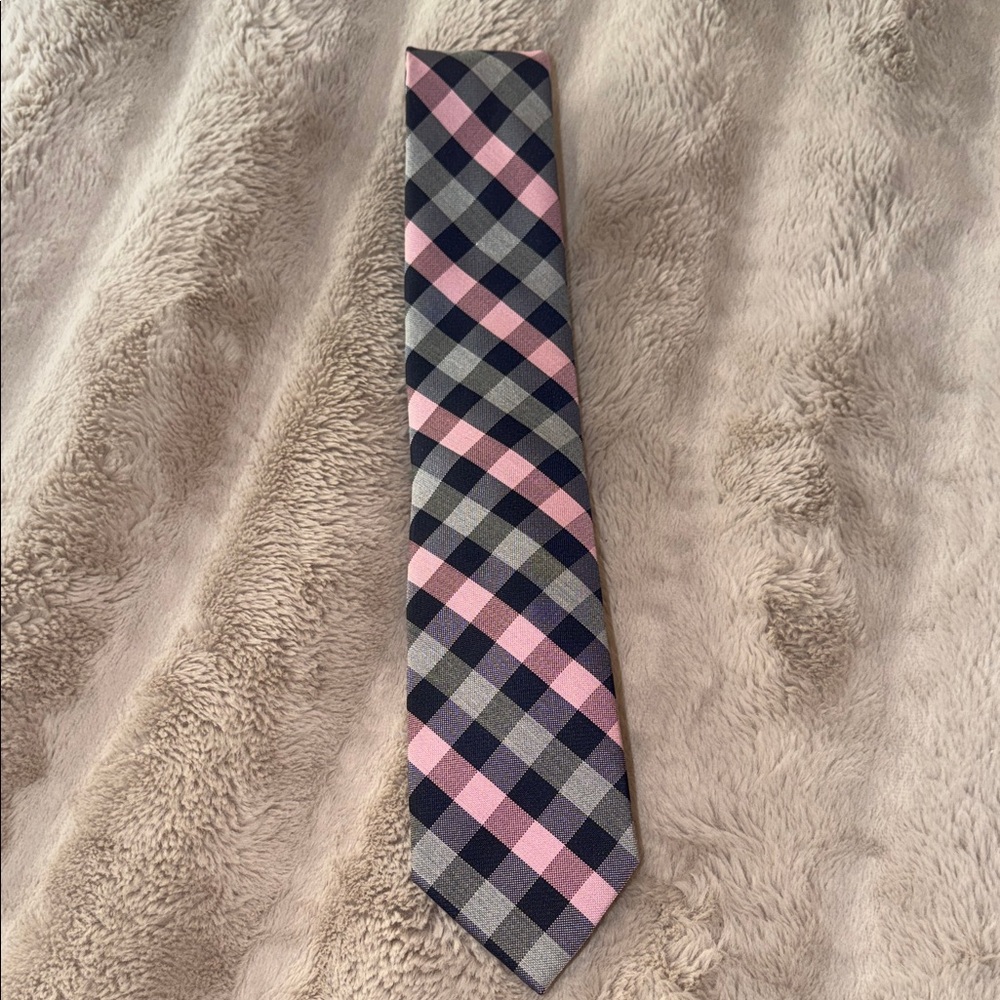 croft & barrow Pink, Navy and Gray Check Unisex  Tie